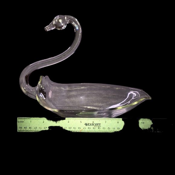 Vintage Duncan & Miller Elegant Glass Swan Dish, Centerpiece, HandShaped Glass - Picture 9 of 9